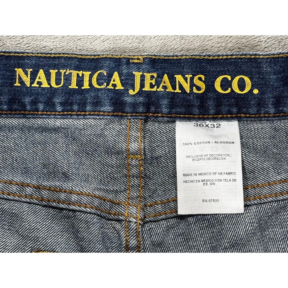 Nautica Jeans Co Straight Leg Mens‎ 36x32 Blue Good Distressed Medium Wash Denim - Picture 2 of 12